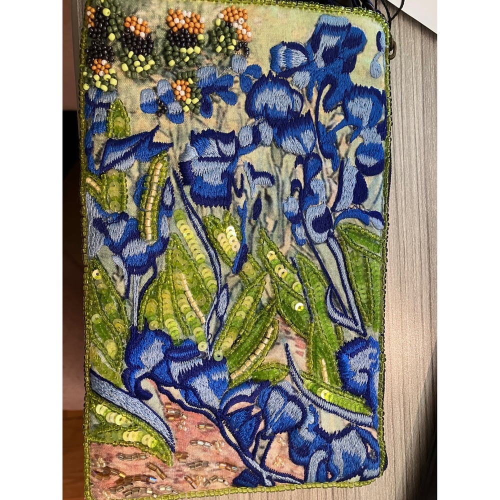 Bamboo Trading Co Women Club Crossbody OS Blue Van Gogh Artist Sequins Eclectic